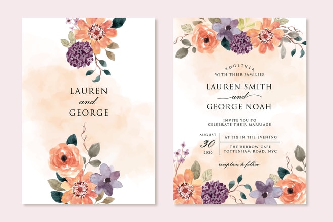I will design an elegant wedding invitation card