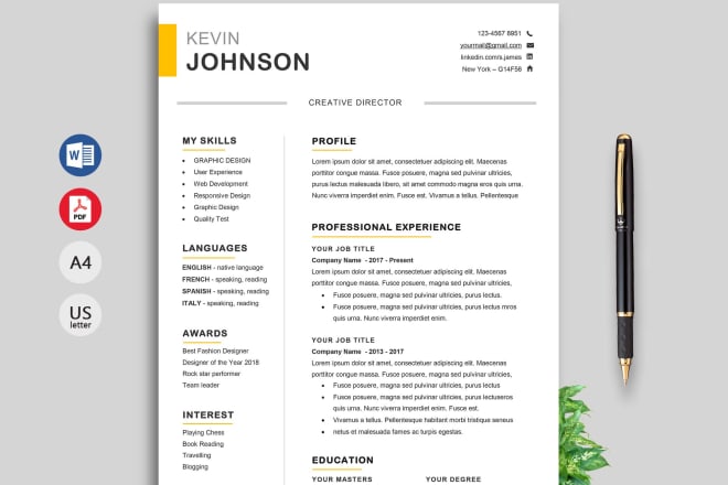 I will design, edit your resume, cv, online profile, cover letter for recruiters