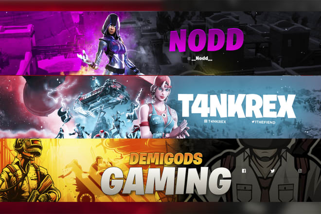 I will design eye catching fortnite gaming banner or header for twitch, youtube