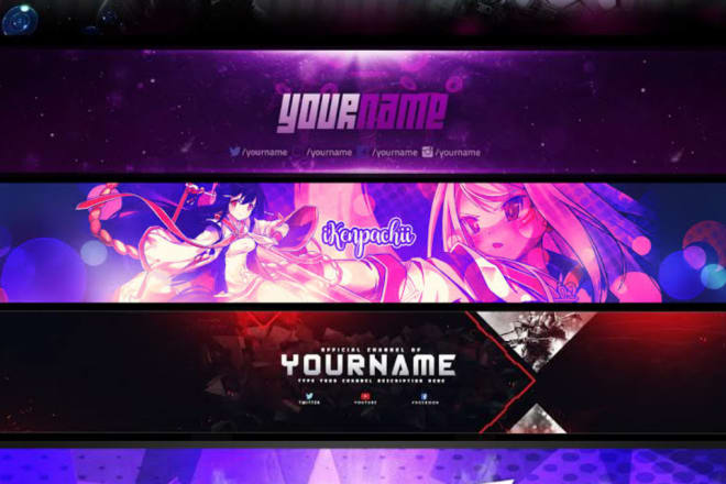 I will design gaming or anime banner for youtube, twitter, twitch