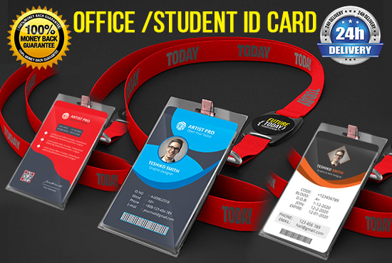 I will design professional student and office id card within 04 hours