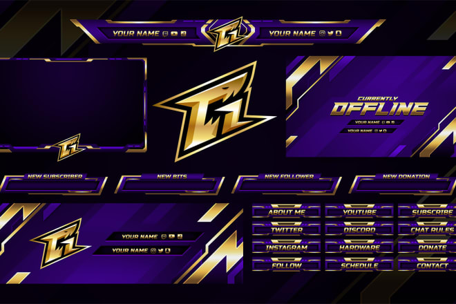 I will design twitch overlay pack and logo for your stream