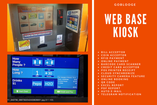I will develop touch kiosk with cash acceptor software