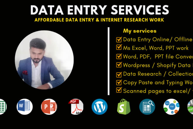 I will do data entry, data collection, web research, and typing services