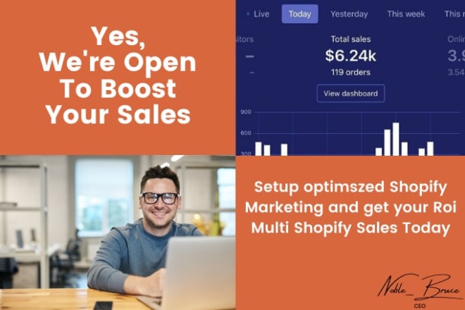 I will do ROI multi shopify sales shopify marketing with shopify promotion