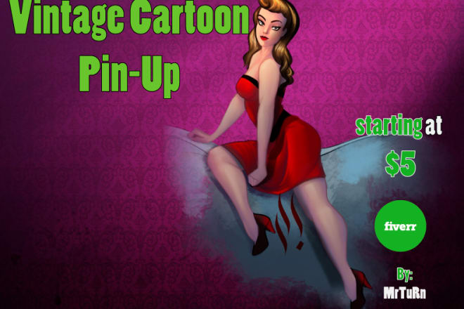 I will draw your vintage cartoon pinup