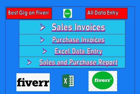 I will excel data entry make sale invoices and purchase invoices