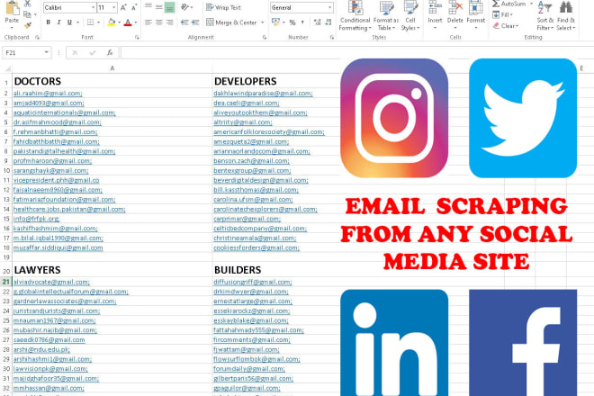 I will scrap active targeted emails from any social media site