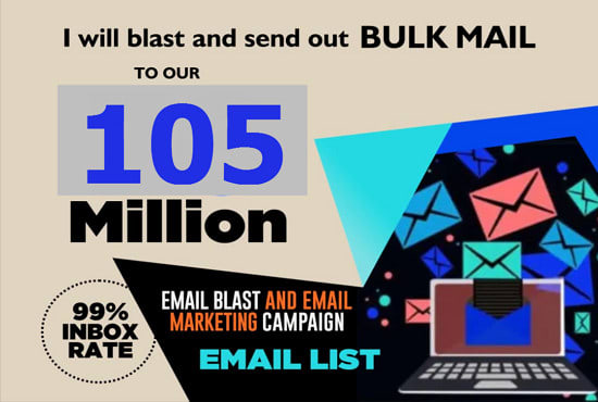 I will send 105million bulk email blast, email marketing campaign and design template