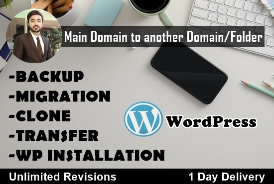 I will transfer, clone wordpress from the main domain to subdomain