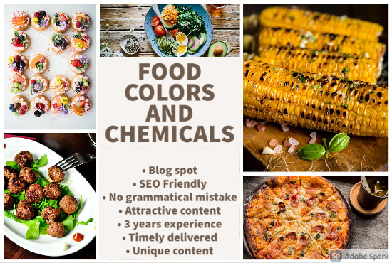 I will write unique articles on food colors and food chemicals