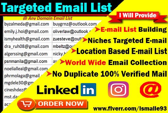 I will collect niches targeted email list building for your business