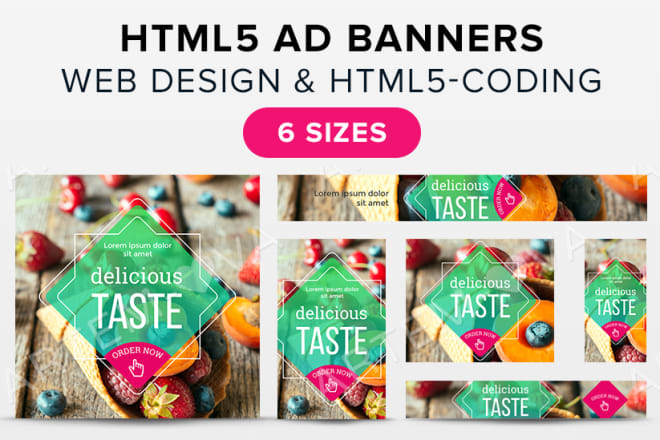 I will create 6 sizes HTML5 creative banner ads