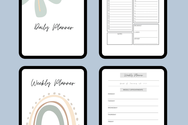 I will create a PDF, printable daily, weekly, monthly planner page
