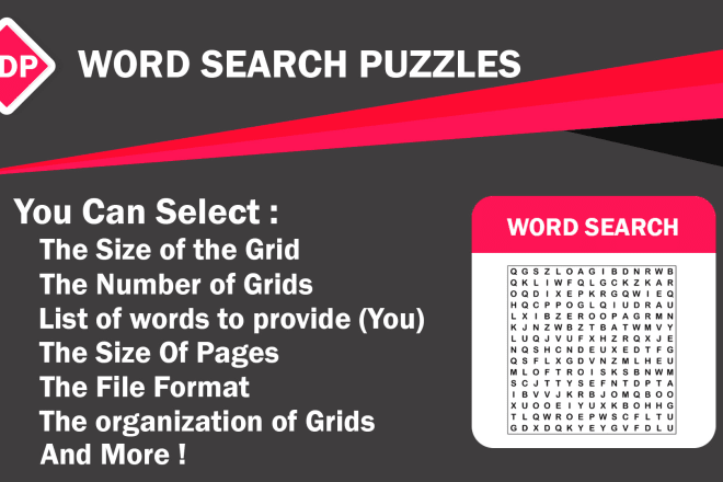 I will create a word search puzzle activity book interior for KDP