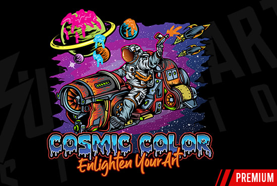 I will create astronaut or space theme illustration with my style
