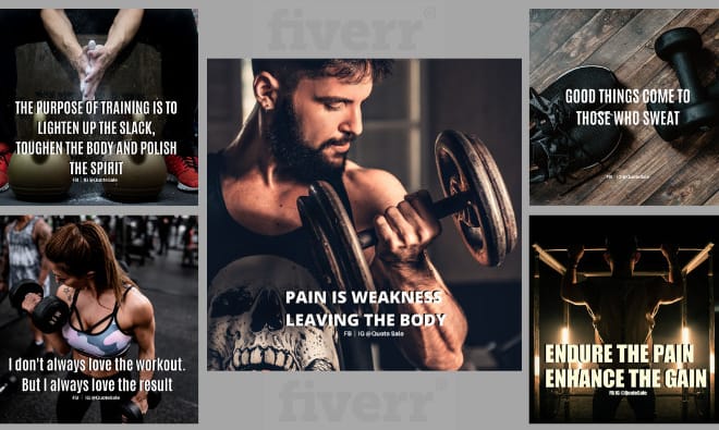 I will design 100 fitness motivational quotes with your website name or URL