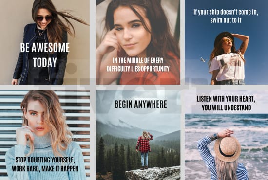 I will design 200 women motivational quotes with your website name or url