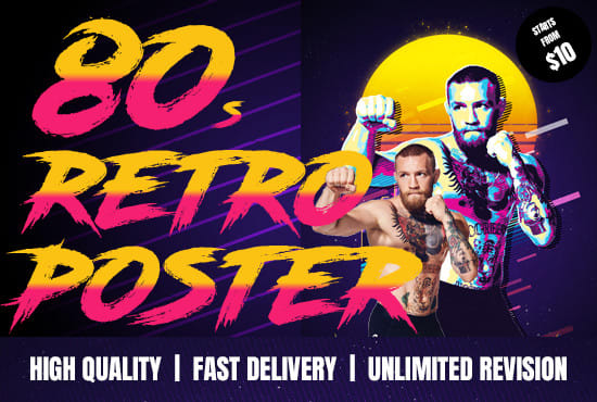I will design 80s retro poster using your image