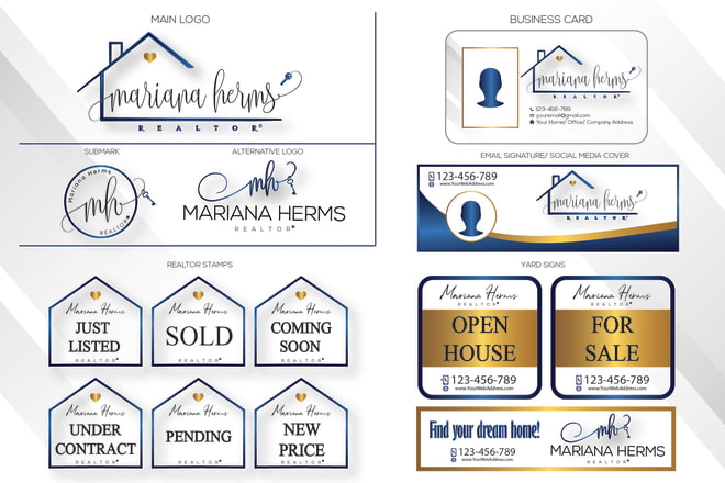 I will design a real estate signature logo with branding package