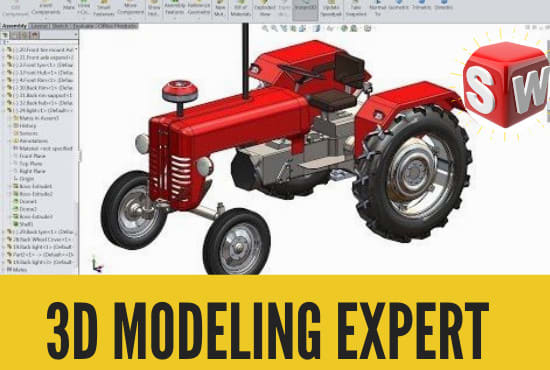 I will design any 3d model and 2d drawing in solidworks, creo