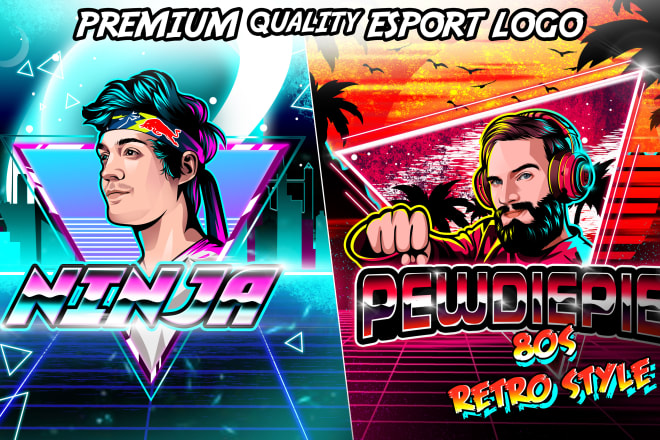 I will design awesome 80s synthwave retro for avatar esport logo