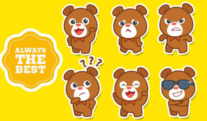 I will design express cute animals emoticon, stickers,mascot