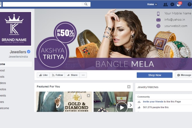 I will design jewellery facebook cover page design