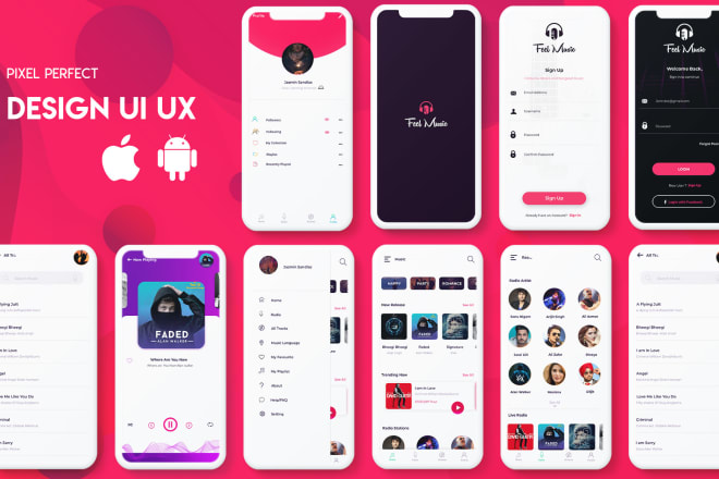I will design mobile app ui ux design