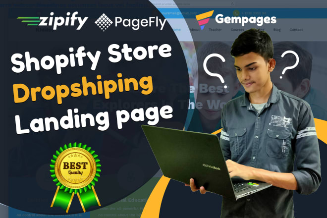 I will design shopify ecommerce website with pagefly, gempages, zipify or shogun