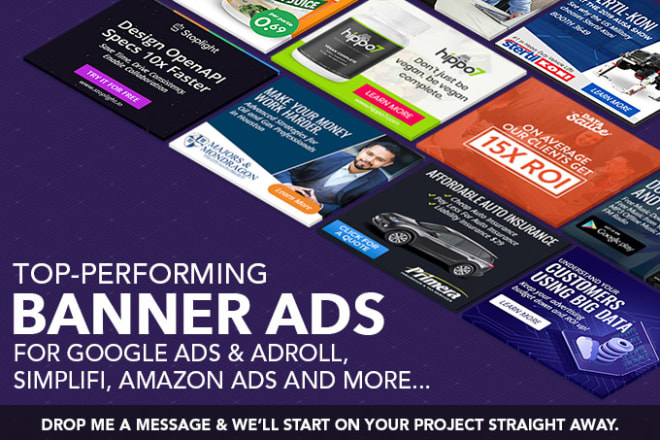 I will design static banner ads for google adwords and adroll