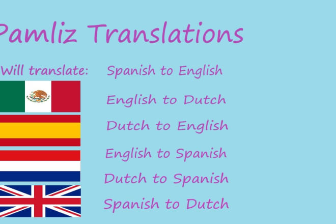 I will do translations in spanish english and dutch