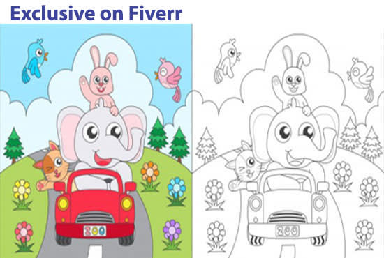 I will draw vector line art coloring book pages illustration for children