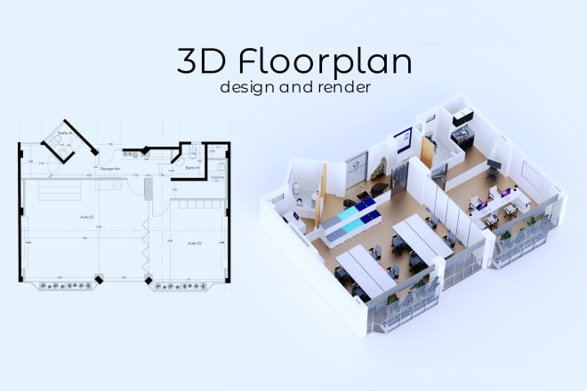 I will make 3d floor plan design and render