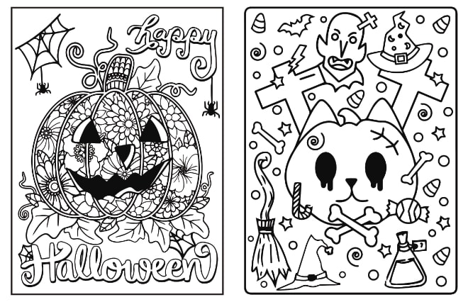 I will make halloween coloring pages for amazon KDP with book cover