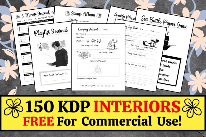 I will offer 150 of low content or no content interiors for KDP