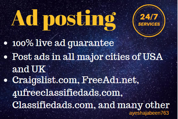 I will post ads on gumtree, free classified ads posting websites USA, UK and worldwide