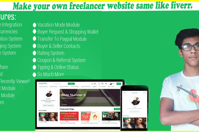 I will make a freelancing marketplace website like fiverr or project bid manage style
