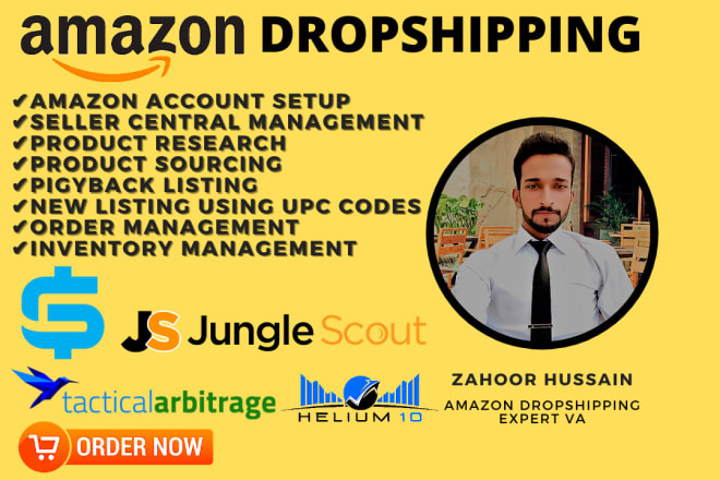 I will be your amazon dropshipping fbm expert virtual assistant product sourcing VA