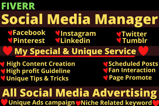 I will be your social media manager, content creator, or advertiser