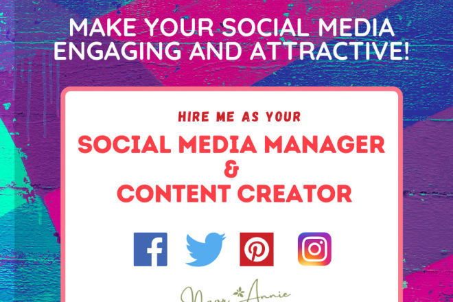 I will be your social media marketing manager and content designer