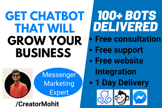 I will build facebook chatbot that will help you grow your business