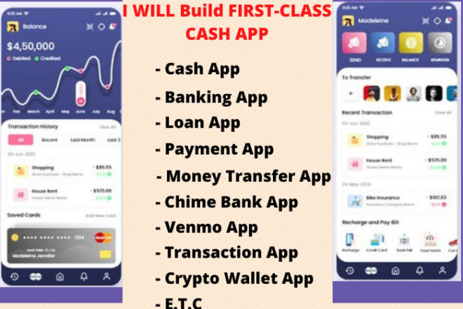 I will build send money app, money transfer, cash app, send receive funds, payment app