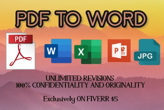 I will convert ocr, PDF, jpeg, to word or excel