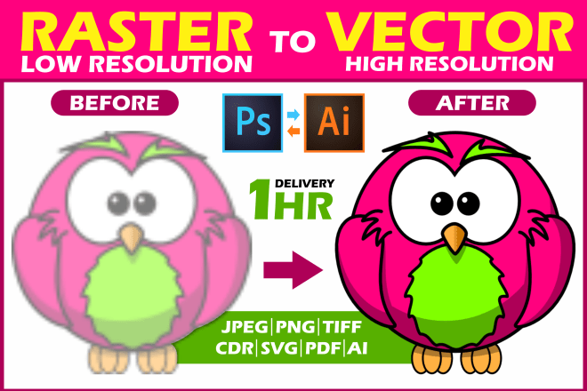 I will convert raster logo image in vector file high resolution ai png jpg svg recreate
