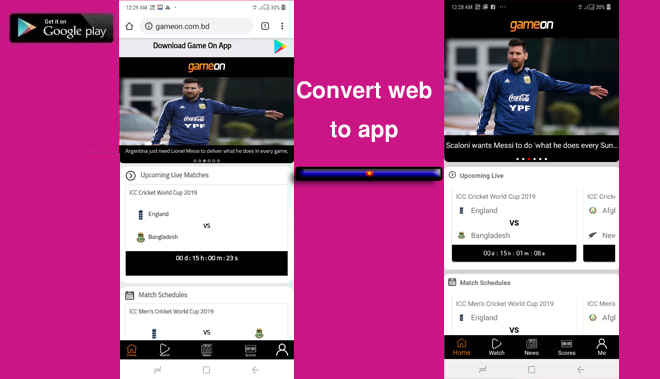 I will convert website to android app