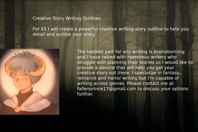 I will create a story outline for your novel or short story