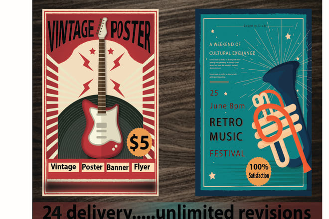 I will create attractive retro vintage poster, flyer, sticker and banner