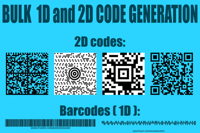 I will create bulk qr codes or barcodes and all major code formats