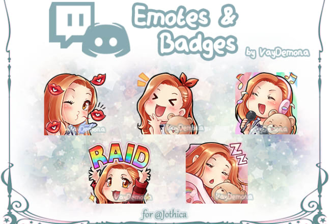 I will create custom twitch emotes in cute chibi style
